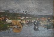 Eugene Boudin Paysage Nombreuses vaches a herbage oil on canvas